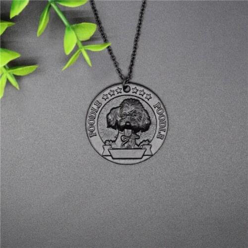 New Vintage Poodle Medal Necklace Retro Style Metal Poodle Pendant Necklace Women Jewellery Dog Jewellery