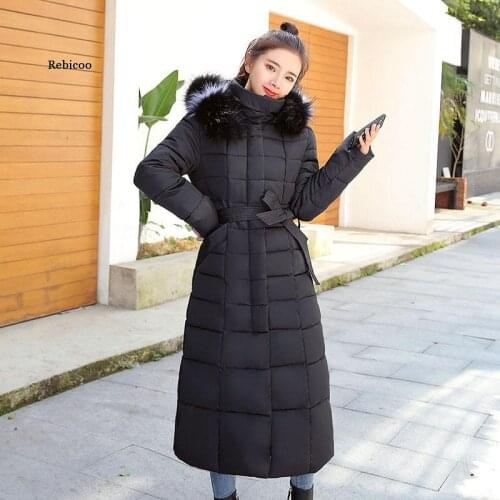 Winter Coat Women New Slim Hooded Long Parkas Mujer Thick Warm Cotton Jacket Womens Black Casual Winter Overcoat