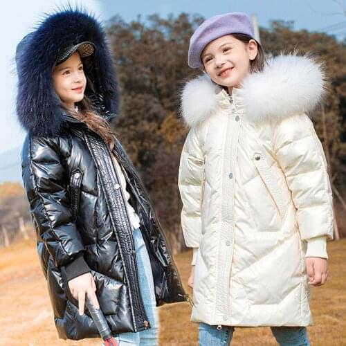 -30 Degrees Girls Winter Snowsuit 2021 New Childrens Down Jacket Thicken Girl Parkas Real fur Collar Kids Coat for Girl 5-12Y