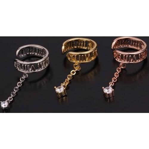 1 PCS Cute U Shape No Piercing Ear Bone Cuff Clip Earring with Zircon Drop Simple Circle Copper Ear Clip Jewelry