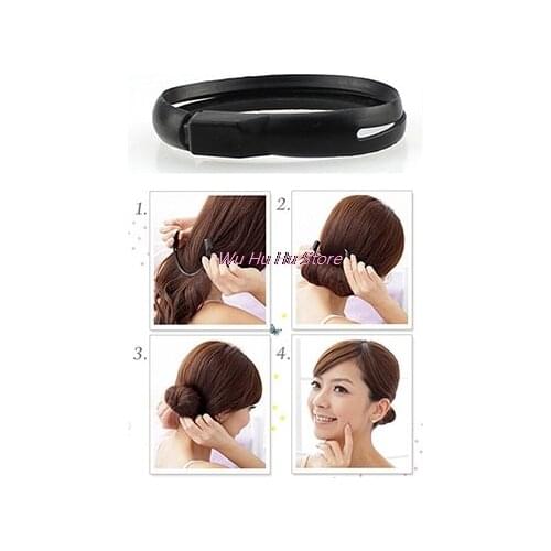 1Pcs Hair Braiders Ponytail Maker Twist Ring Styling Tools Women Girls Black Hair Styler Magic Buns Black 25cm