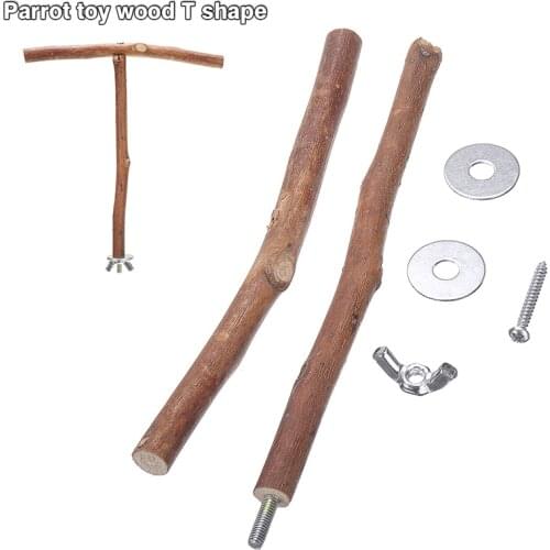 1pc Bird Perch Wood Parrot Cage Perch Bird Stand Wood Training Grinding Chewing Stick Parakeet Toys 15cmx18cm