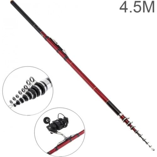 4.5m Telescopic Rock Carp Fishing Rod 8 Section Carbon Fiber Surf Spinning Pole