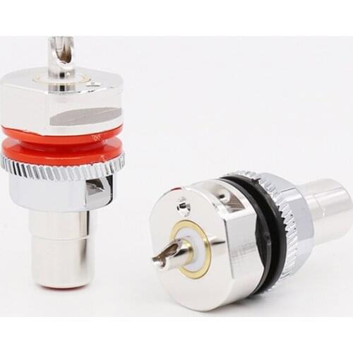 4PCS High Quality Viborg RC101R Pure Copper Rhodium Plated RCA Socket Solder RCA Female Socket Hifi