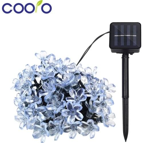 50LEDS 7M Peach Sakura Flower Solar Power LED String Light Fairy Lights Solar Garlands Garden Christmas Decor For Outdoor