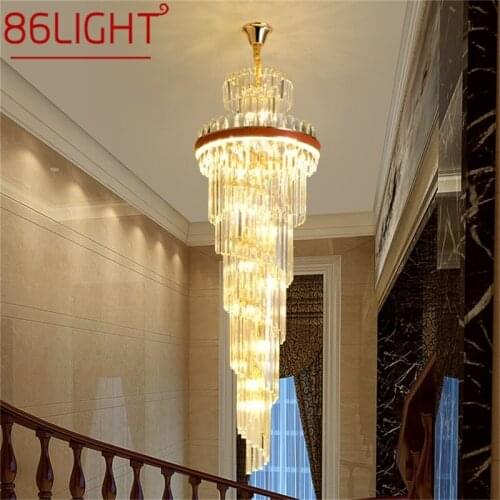 86LIGHT Gold Chandeliers Fixtures Contemporary Crystal Pendant Lamp Light Home LED for Stairs Hall Decoration