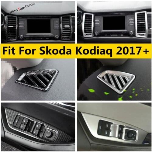 ABS Matte / Carbon Fiber Interior Armrest Window Lift Button / Air AC VentsCover Trim For Skoda Kodiaq 2017 - 2021 Accessories
