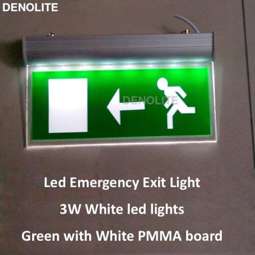 10PCS/LOT AC110/220V 1.2V 3Hours Duration Time 3W Rechargeable LED Emergency Light PMMA Hanging Led Security Exit Sign Light