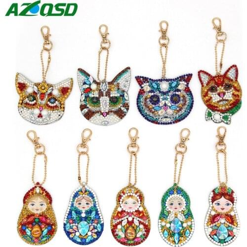 AZQSD 5D DIY Diamond Painting Keychain Pendant Full Drill Special Shaped Women Bag Decoration Diamond Embroidery Cross Stitch