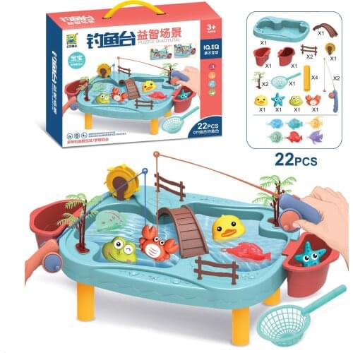 Childrens Magnetic Fishing Toy Circulation Fishing Platform Board Water Table Play Game Bathing Toys For Kids Boys Girls Gift