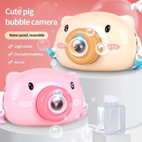 Kids Electric Bubble Maker Children Music Light Glowing Camera Shaped Plastic Bubble Blower