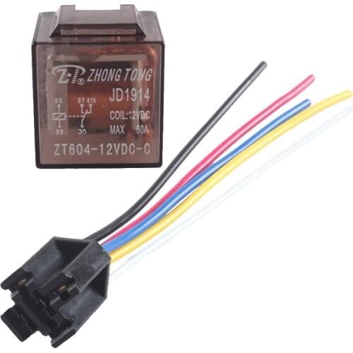EE support 5 X Car Truck Auto 12V 60A 60 AMP SPDT Relay Relays 5 Pin 5P & Socket 5 Wire