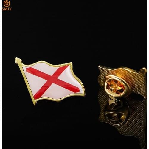 American Lapel Flag Brooch Gold Plated Liberty National State of Alabama Butterfly Buckle Tie Suit Clip Collar Pin Badge Gift