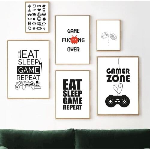 Canvas Painting Video Game Wall Art Gaming Posters and Prints Abstract Party Artwork Picture for Boys Room Decoration