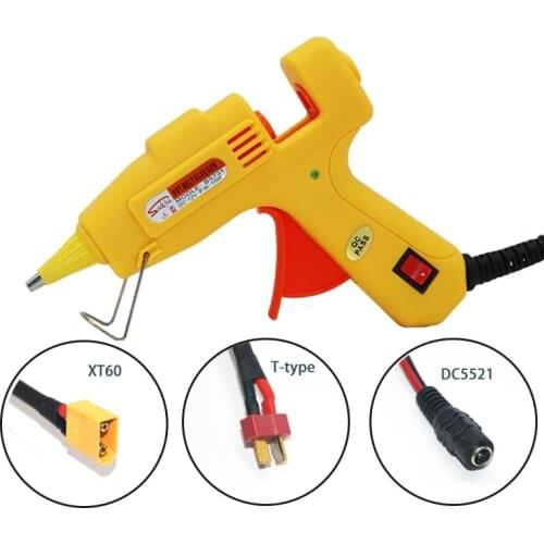 12V 10W Hot Melt Glue Gun AC to DC Adapter XT60 T-type Mini Glue Gun with 7mm Glue Sticks Model Aircraft Repair Tool