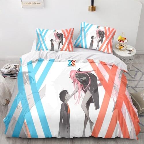 Anime Cartoon DARLING in the FRANXX Bedding Sets Quilt Bed Cover Duvet Cover Pillow Case 2-3 Pieces Sets Kids Adult Size