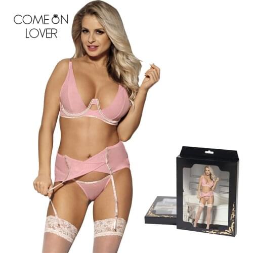 Comeonlover Bra+Garterbelt+Panty Sets High Waist Women Sexy Bras And Panties Set Wire Free Women Underwear Set Sexy RT80465