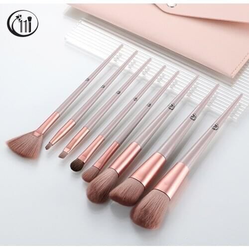 Kosmetyki 8pcs Makeup Brushes Set Bag Foundation Eye Shadow Eyebrow Blending Concealer Fan Highlighter Brush Cosmetic Tools