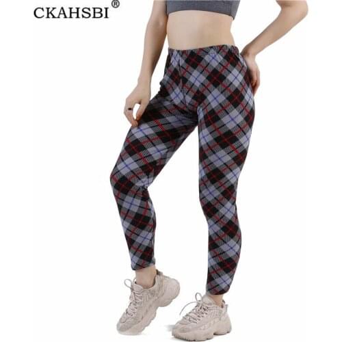 CKAHSBI High Waist Leggings Sexy Gym Yoga Pants Femme Push Up Fitness Women Elastic 2021 Workout Plaid Breathable New Jeggings