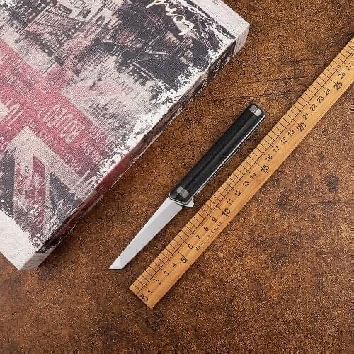 Kanedia custom small military needs hand flip folding knife D2 blade titanium handle camping outdoor fruit knife EDC tool knife