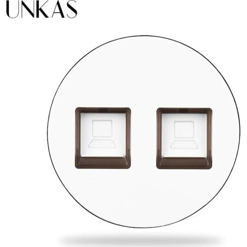 UNKAS DIY Modules Matching Dual RJ45 Computer Jack For Wall Power 16A Socket Free Combination Outlet