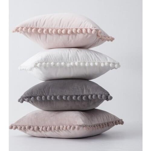 Nordic Home Furnishing Fabric Model Room Sofa Ball Ball Hugging Pillow Case Hair Ball Velvet Sofa Cushion Rectangular Fabric