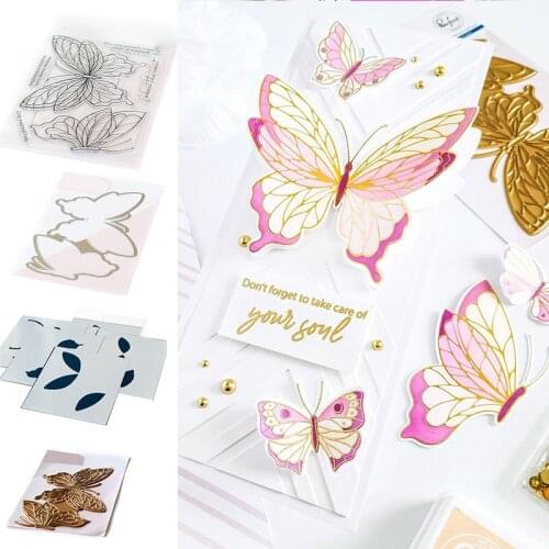New 2021 Butterflies Metal Cutting Dies Stamps Stencil Hot Foil Scrapbook Diary Decoration Embossing Template DIY Greeting Card