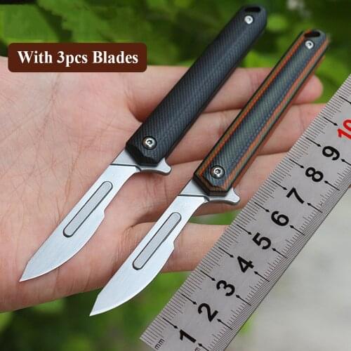 Creative Folding Utility Knife No. 24 Carbon Steel Blade G10 Knife Handle Scalpel Carving Pocket Knife Self Defense Weapons