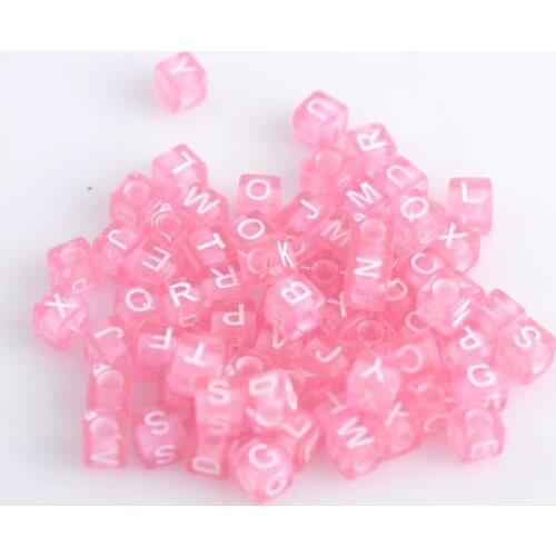 Wholesale DIY 200Pcs 6mm Multicolor Pink Cube Alphabet Letter Acrylic Charming Flat Spacer Beads For Jewelry making YKL0116X