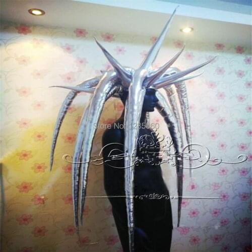 P33 Party Jellyfish cosplay headdress silver mirror outfits perform stage costumes dance bar show headwear dj dress clothing ds
