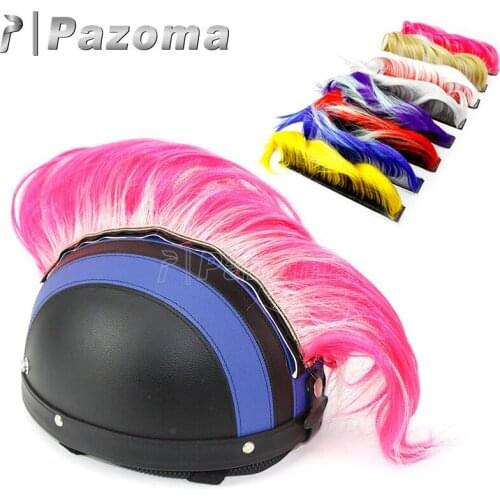 Pink White Motorcycle Helmet Wigs Mohawk Hair Patches Customize Colors Helmet Decoration Wig For Outdoor Ski Snowboard Paintball