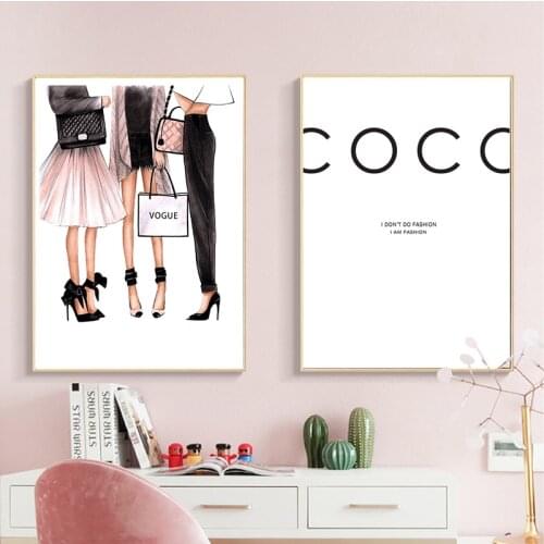 Fashion Girl Logo Super Model Nordic Posters and Prints Watercolor Wall Art Canvas Painting Wall Pictures for Living Room Decor