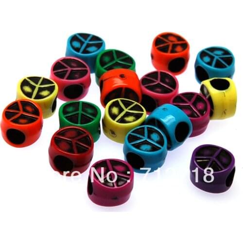 7.5x11mm Plastic Peace Sign Spacer Loose Large Hole Beads Random Mixed Solid Color For Diy Jewelry Making