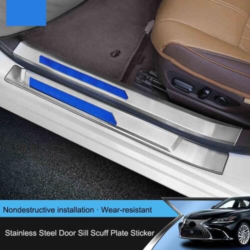 4Pcs/Set Car Door Sill Protector Plate Welcome Pedal Threshold Anti Scuff Stainless Steel Cover For Lexus ES200260300H 2018-2020