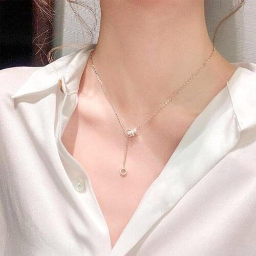 Titanium steel luxury small waist Necklace womens fashion chain words simple temperament pendant collarbone Necklace