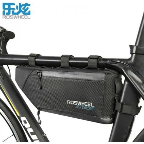 ROSWHEEL High Quality Black MTB Cycling Bag 3L + 1L Water Resistant Bike Front Frame Tube Triangle Bag Cycling Pannier Bag Pouch