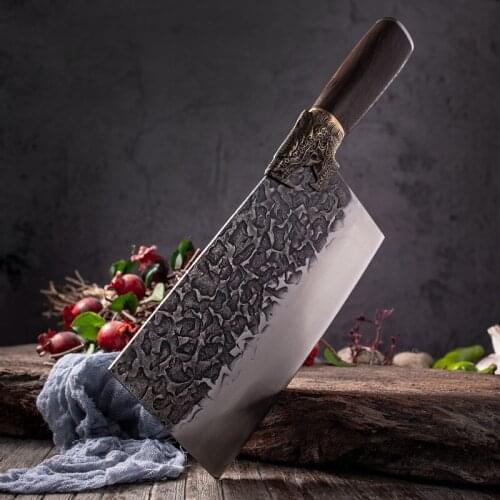 Hand-forged Cleaver Chopped Slicing Dual-use Kitchen Knife Hammered Stainless Steel Knives Chicken Duck Fish Meat Cooking Tools