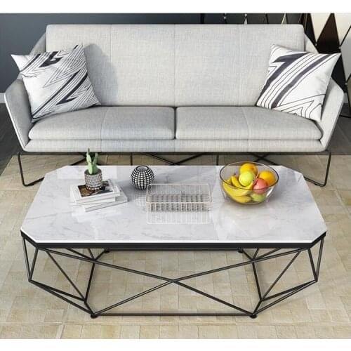 Nordic marble coffee table rectangular living room fashion iron table designer furniture