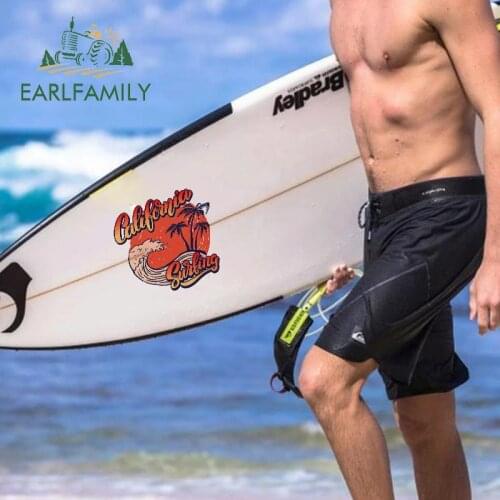 EARLFAMILY 30cm x 30cm for California Surf Rider Poster Template Camper Car Sticker Vinyl Body for Car 3D Vinyl Material Decal