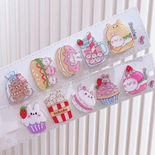10pcs/set Kawaii Bunny Acryic Hair Clips Anime Bear Dinosaur Unicorn Cartoon Animal Girl Hairgrips Barrettes Women Hairpins Gift