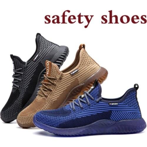 Safety Shoes Boots For MenSteel toe cap Male Autumn Breathable Work Shoes Steel Toe Indestructible Safety Work Boots Sneakers
