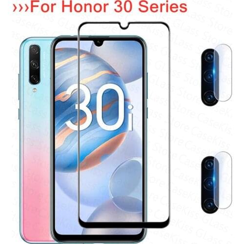 3-in-1 Tempered Glass for Huawei Honor 30i 30 30s Screen Protector Full Front+Camera Protective Glass for honor 10xlite 30i 10i