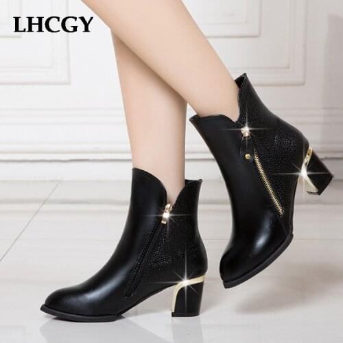 Plus size 35-43 Women Boots High Heels Side Zipper botas mujer 2020 Winter Boots Woman botas mujer Black Ladies Boots 7655