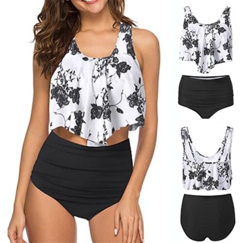 Plus Size Bikini Set Women Sexy Backless Push-up Brazilian Swimsuit 2021 Summer Boho Ruffle Swimwear Beachwear Biquini