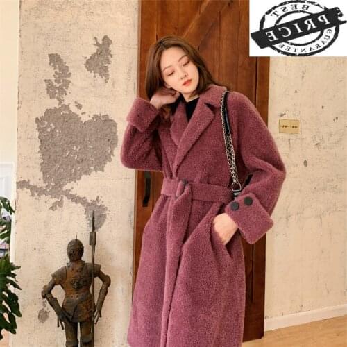 2021 Real Fur Coat Female Sheep Shearling Fur Jacket Winter Coat Women Real Wool Coats Korean Jacket Manteau Femme LW250a