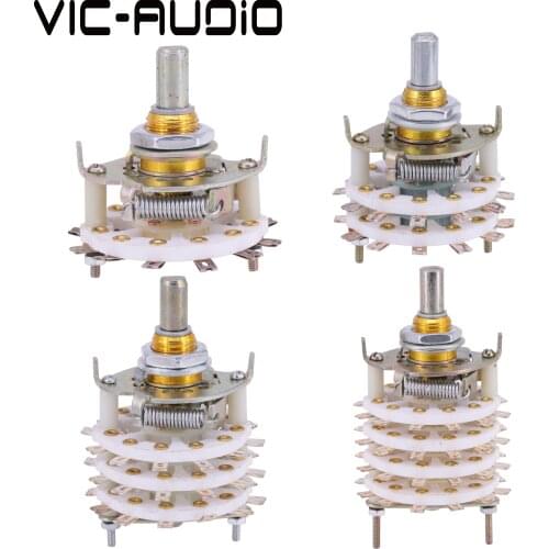 1PC Ceramic Rotary Switch Band Channel Selector Panel Mount 1P11T 2P11T 3P11T 4P11T Ceramic Band Switch 6mm Knurl Shaft