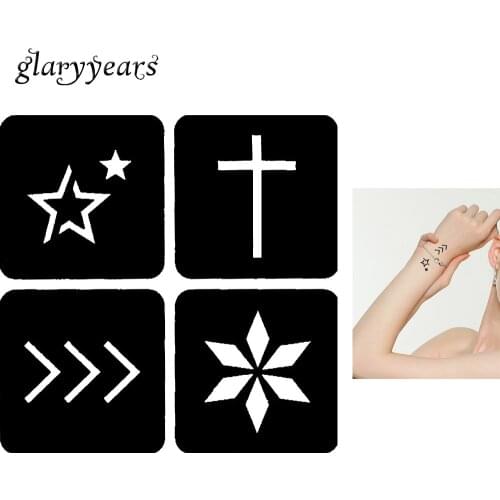 1 Piece Airbrush Painting Tattoo Stencil Henna Paste Drawing Star Cross Pattern Body Art Tattoo Templates Small Accessories G110