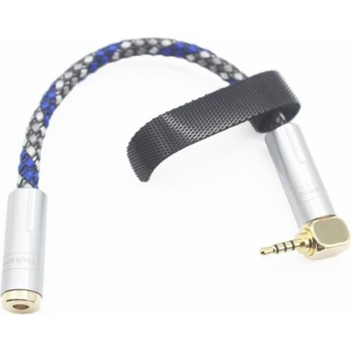 [ 2.5mm Right Angle ] 2.5mm Male to 3.5mm Female 8 Core Silver Plated Headphone Earphone Audio Adapter Cable 2.5mm to 3.5mm
