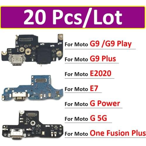 20PCS USB Charger Charging Port Dock Connector Microphone Flex Cable For Motorola Moto G9 / G9 Play / G9 Plus Replacement Parts