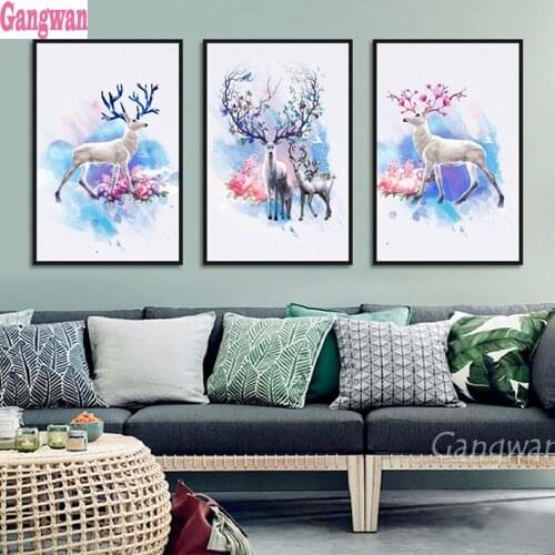 3 pcs Magnificent Antlers Beautiful Deers 5D DIY Diamond Painting Full Diamond Embroidery Mosaic Rhinestone Picture Decor Home
